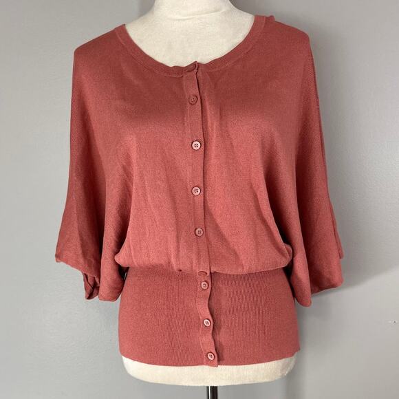 CAbi 5284 Brick Rose Button Up Kimono Cardigan Lightweight Loose Fit Sz M - Picture 1 of 11